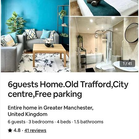 6 Guests House Old Trafford,Media City,City Centre, Free Parking Manchester Exterior foto